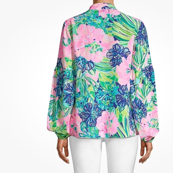 Lilly Pulitzer Shea Silk Tunic Top, Multi Island Escape XS - Picture 5 of 13